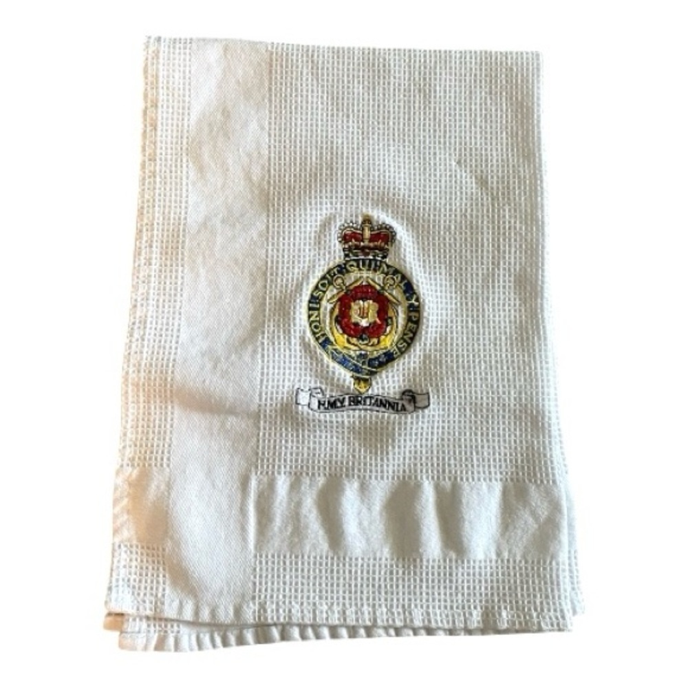 Britannia Crest Tea Towel, The Royal Yacht, Britannia, Edinburgh, Embroidered.